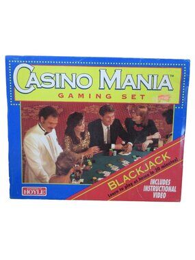 Hoyle Casino Mania Gaming Set Blackjack VHS Video Cards Poker Chips NIB Vintage